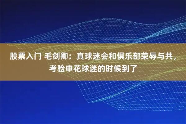 股票入门 毛剑卿：真球迷会和俱乐部荣辱与共，考验申花球迷的时候到了